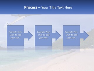 A Plane Is Flying Over A Beach With Clear Water PowerPoint Template