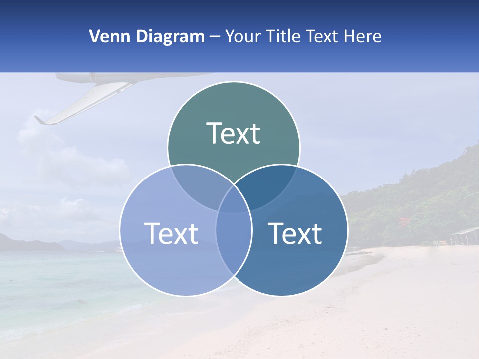 A Plane Is Flying Over A Beach With Clear Water PowerPoint Template