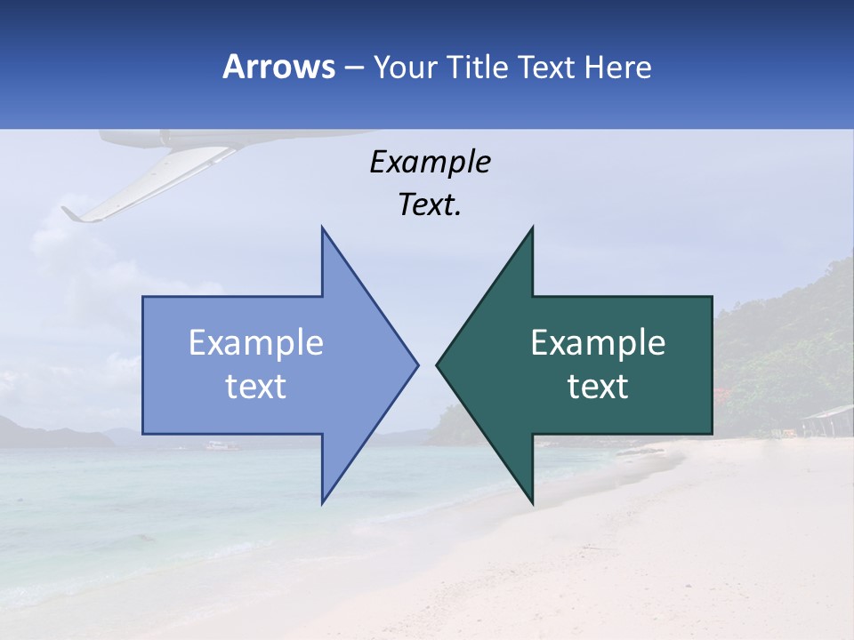 A Plane Is Flying Over A Beach With Clear Water PowerPoint Template