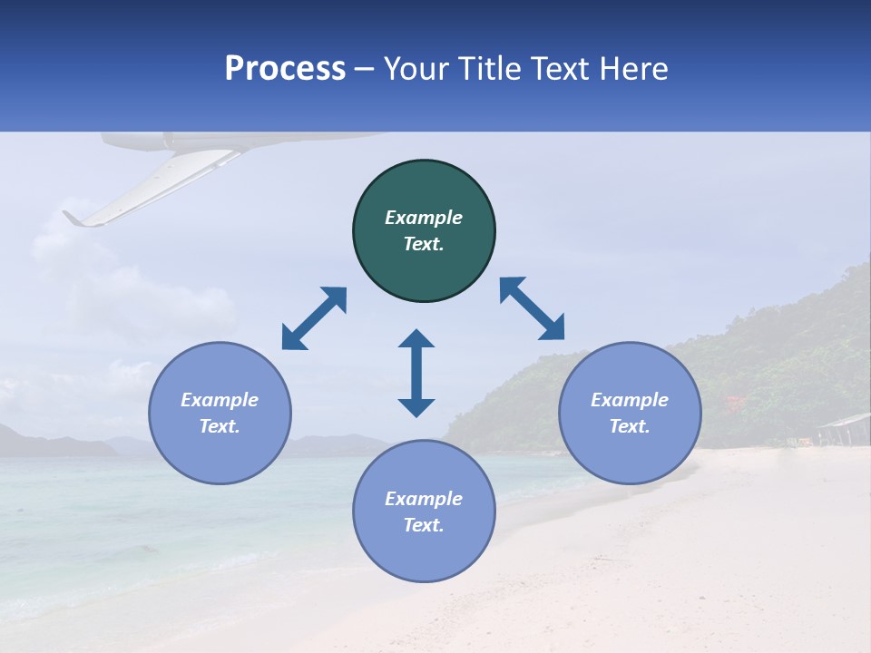 A Plane Is Flying Over A Beach With Clear Water PowerPoint Template