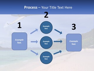 A Plane Is Flying Over A Beach With Clear Water PowerPoint Template