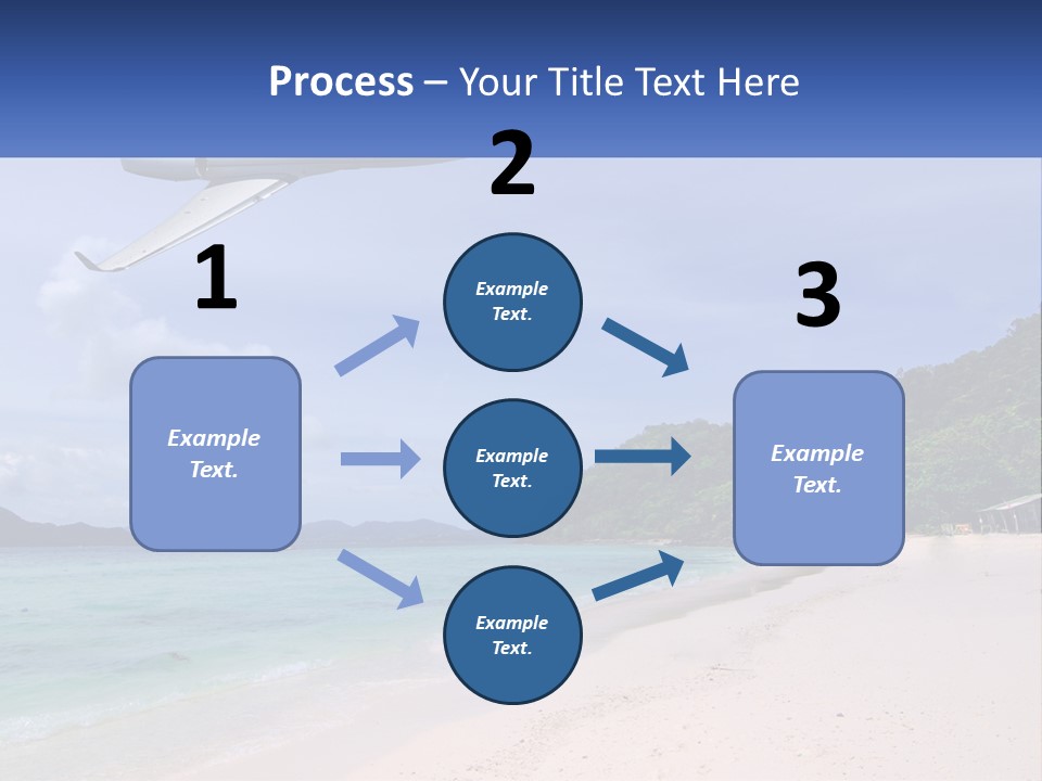 A Plane Is Flying Over A Beach With Clear Water PowerPoint Template