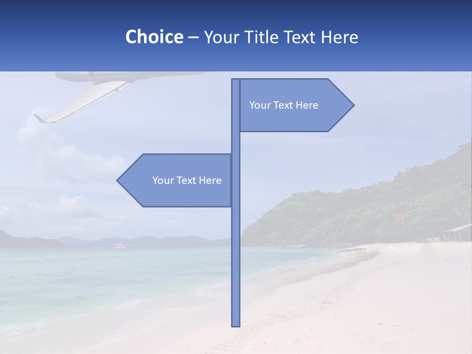 A Plane Is Flying Over A Beach With Clear Water PowerPoint Template