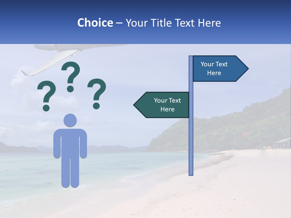 A Plane Is Flying Over A Beach With Clear Water PowerPoint Template