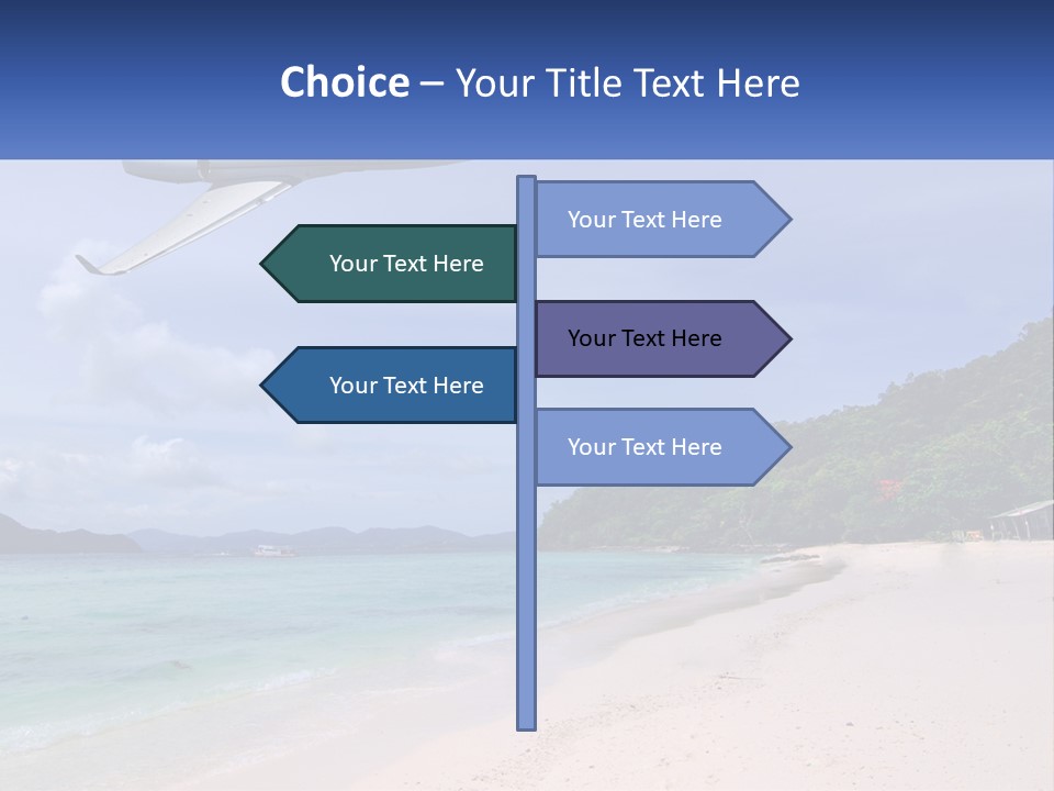 A Plane Is Flying Over A Beach With Clear Water PowerPoint Template