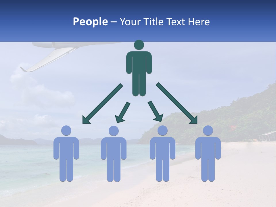 A Plane Is Flying Over A Beach With Clear Water PowerPoint Template