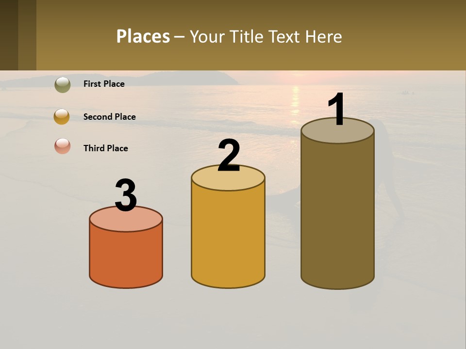 A Woman Is Sitting On The Beach At Sunset PowerPoint Template