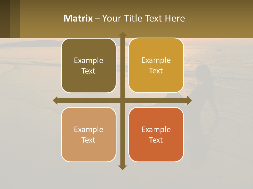 A Woman Is Sitting On The Beach At Sunset PowerPoint Template