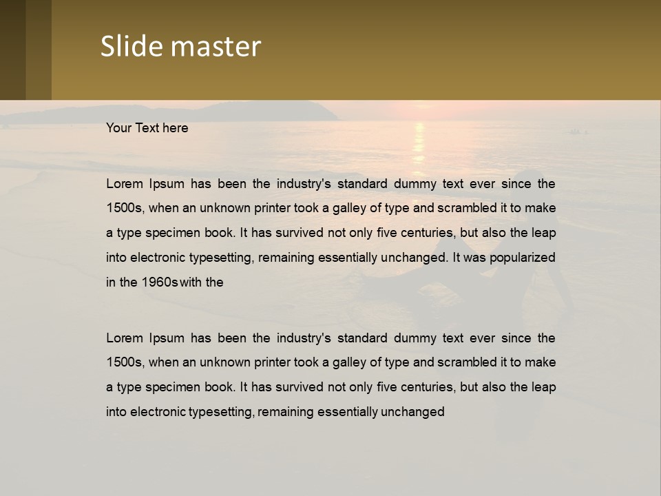 A Woman Is Sitting On The Beach At Sunset PowerPoint Template