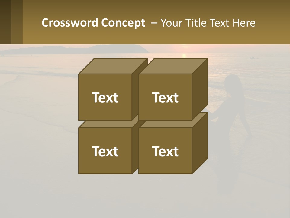 A Woman Is Sitting On The Beach At Sunset PowerPoint Template