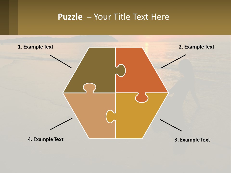 A Woman Is Sitting On The Beach At Sunset PowerPoint Template