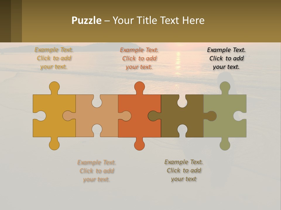 A Woman Is Sitting On The Beach At Sunset PowerPoint Template