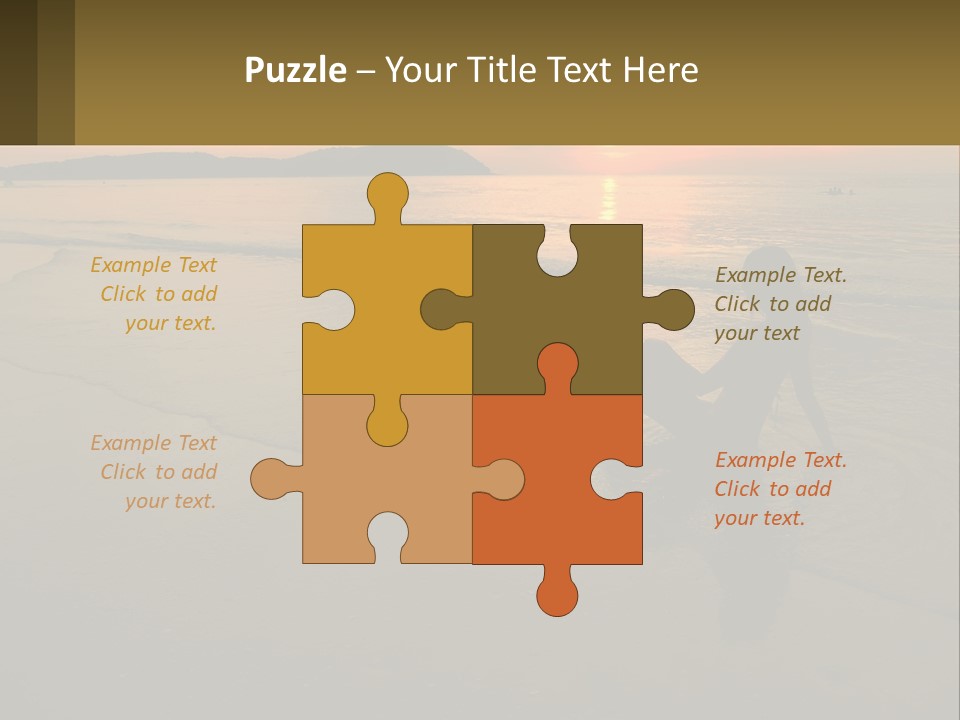 A Woman Is Sitting On The Beach At Sunset PowerPoint Template