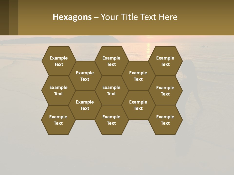 A Woman Is Sitting On The Beach At Sunset PowerPoint Template