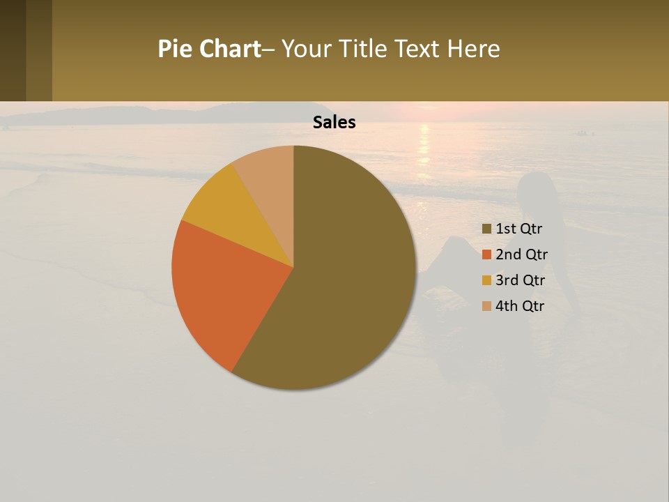 A Woman Is Sitting On The Beach At Sunset PowerPoint Template