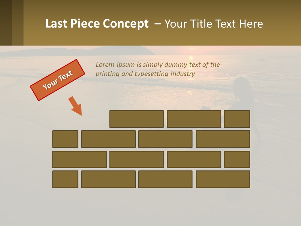 A Woman Is Sitting On The Beach At Sunset PowerPoint Template