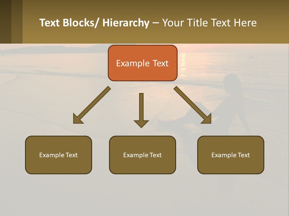 A Woman Is Sitting On The Beach At Sunset PowerPoint Template