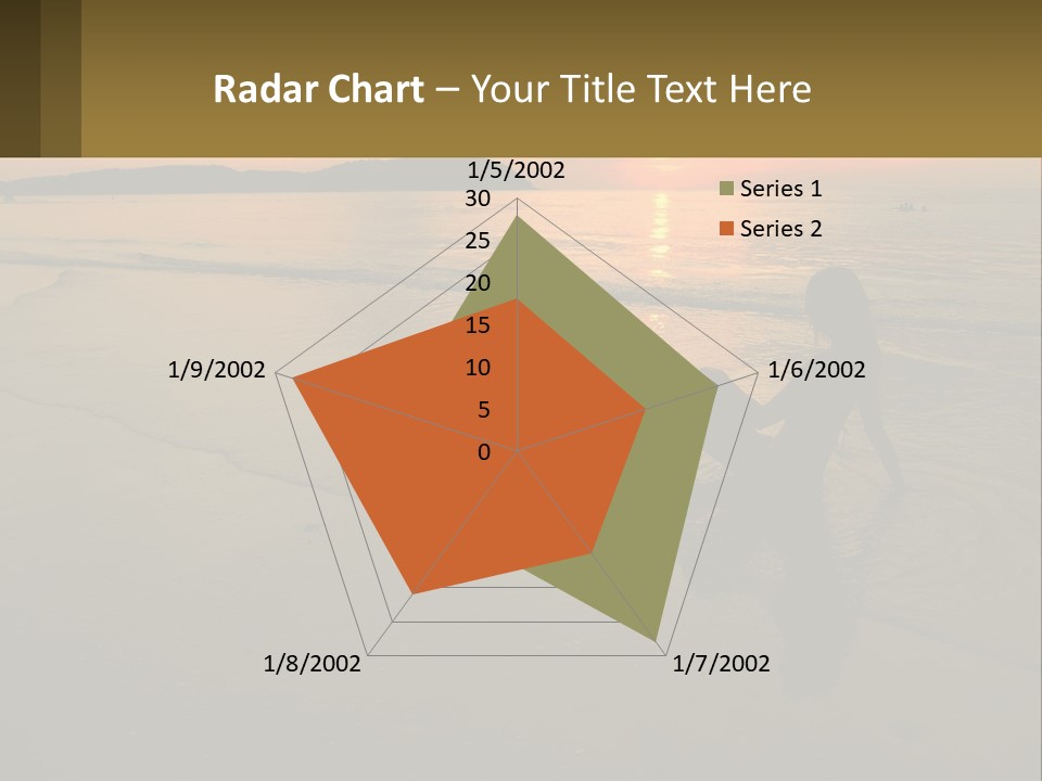 A Woman Is Sitting On The Beach At Sunset PowerPoint Template