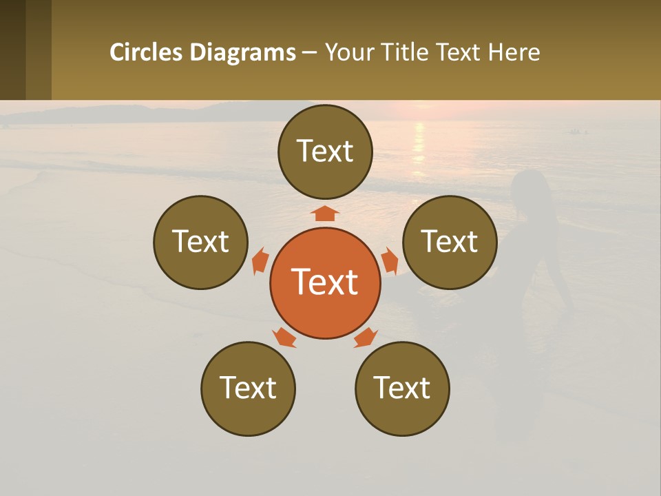 A Woman Is Sitting On The Beach At Sunset PowerPoint Template