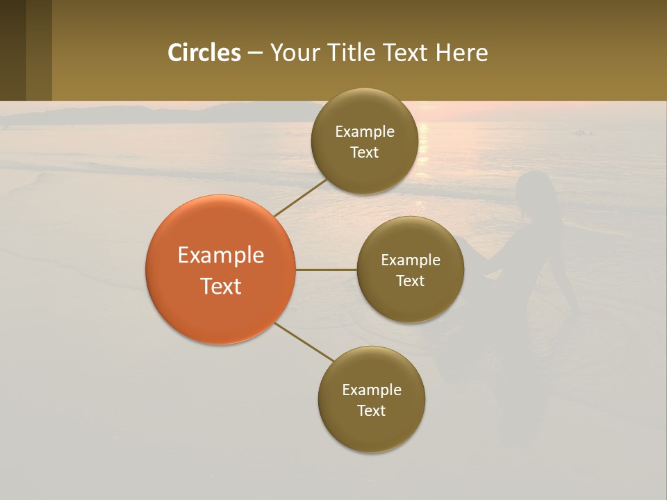 A Woman Is Sitting On The Beach At Sunset PowerPoint Template