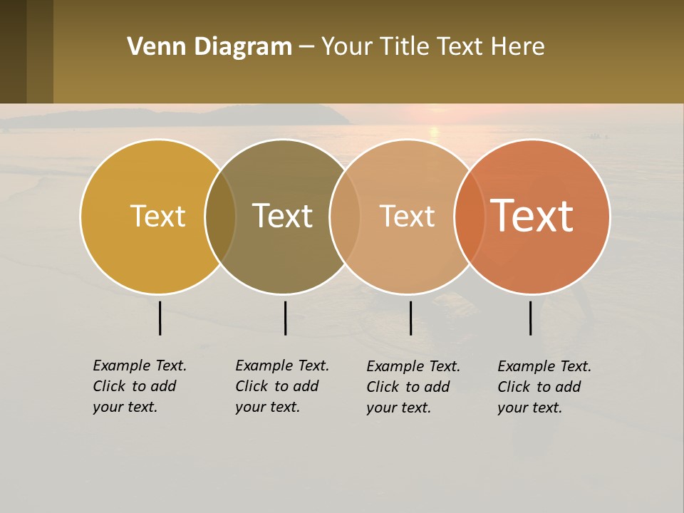A Woman Is Sitting On The Beach At Sunset PowerPoint Template