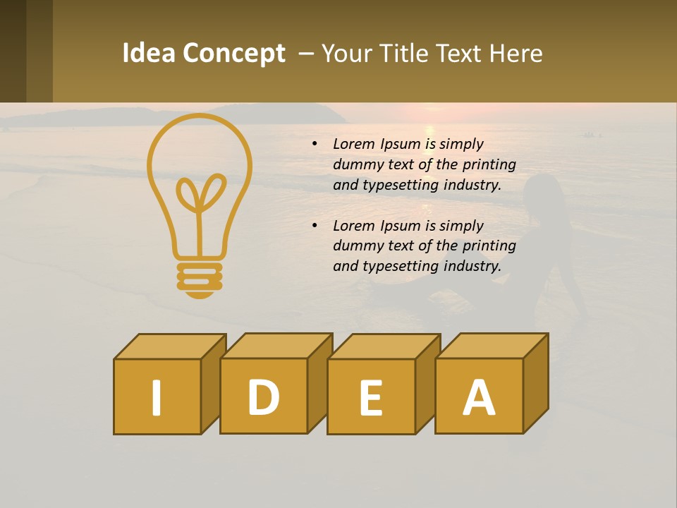 A Woman Is Sitting On The Beach At Sunset PowerPoint Template