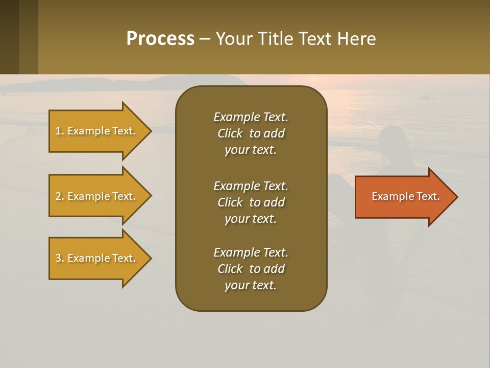 A Woman Is Sitting On The Beach At Sunset PowerPoint Template
