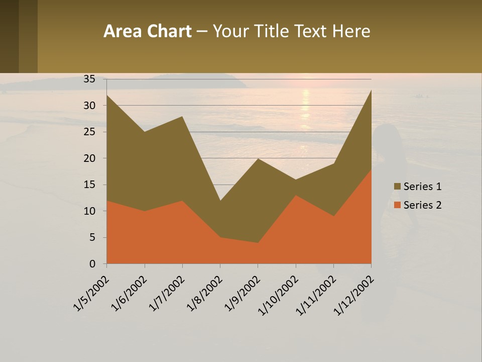 A Woman Is Sitting On The Beach At Sunset PowerPoint Template