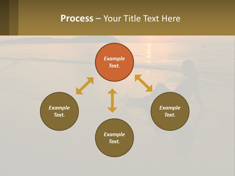 A Woman Is Sitting On The Beach At Sunset PowerPoint Template