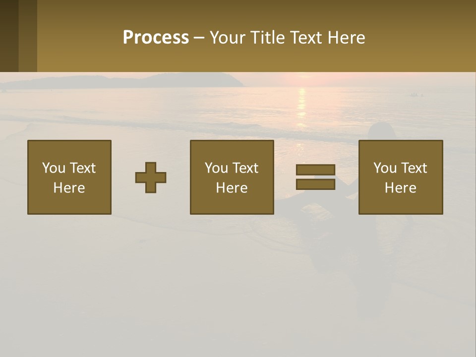 A Woman Is Sitting On The Beach At Sunset PowerPoint Template