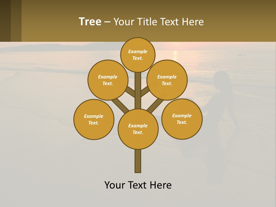 A Woman Is Sitting On The Beach At Sunset PowerPoint Template