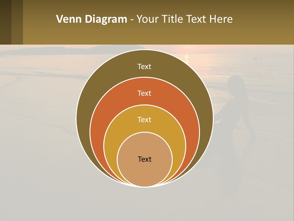 A Woman Is Sitting On The Beach At Sunset PowerPoint Template