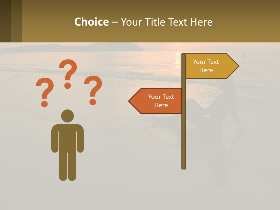 A Woman Is Sitting On The Beach At Sunset PowerPoint Template