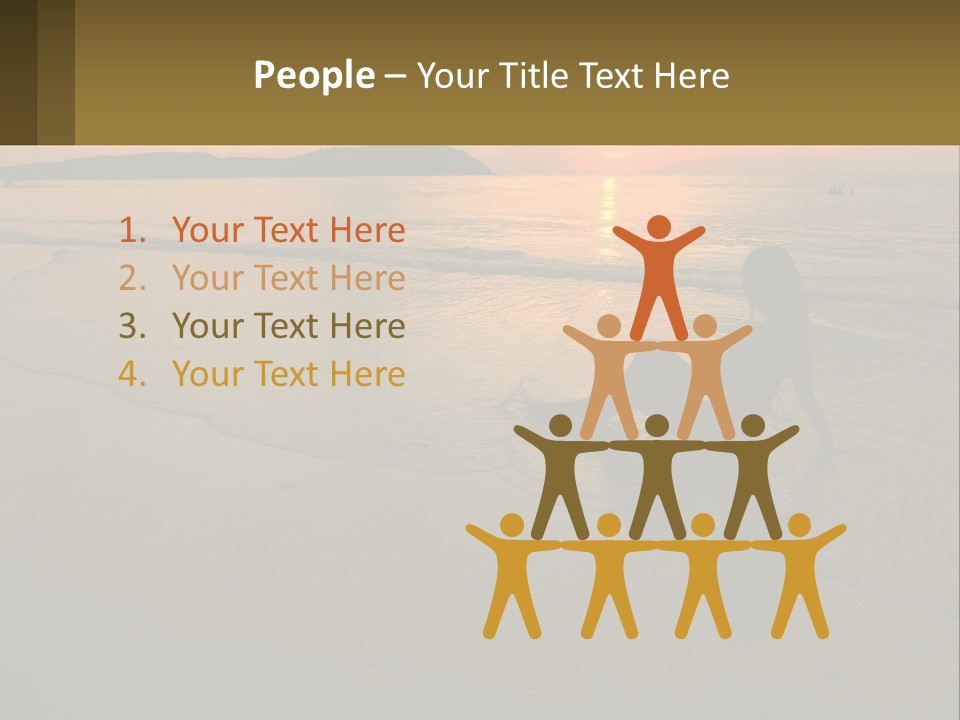 A Woman Is Sitting On The Beach At Sunset PowerPoint Template