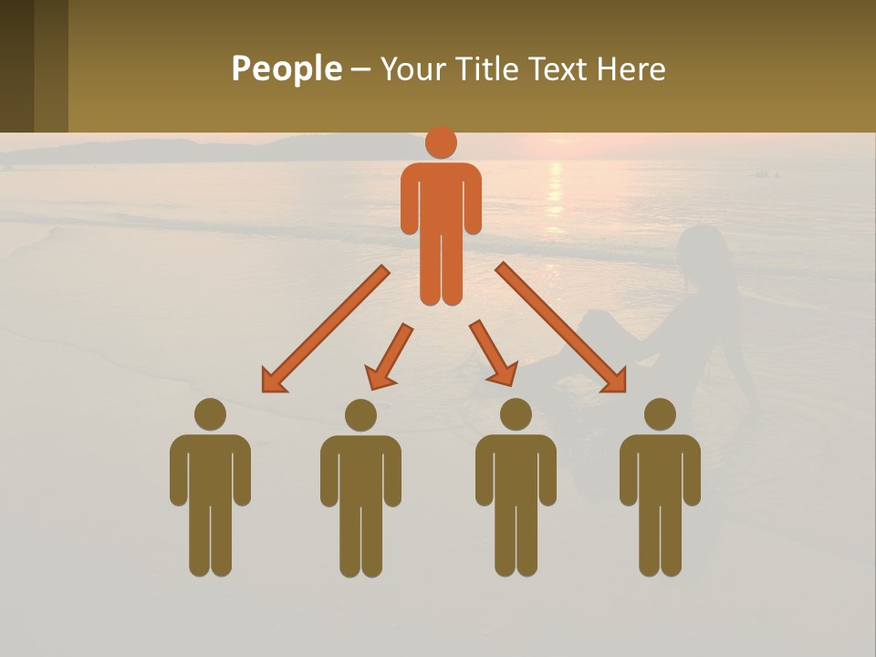 A Woman Is Sitting On The Beach At Sunset PowerPoint Template