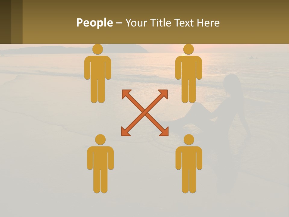 A Woman Is Sitting On The Beach At Sunset PowerPoint Template