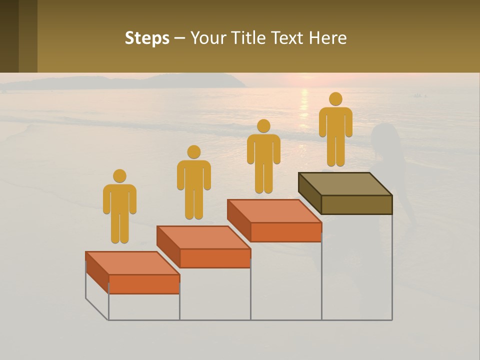 A Woman Is Sitting On The Beach At Sunset PowerPoint Template