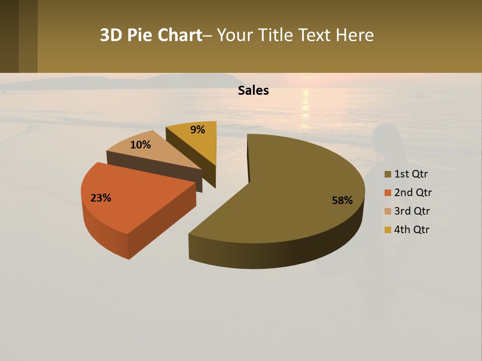 A Woman Is Sitting On The Beach At Sunset PowerPoint Template