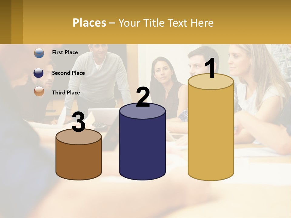 A Group Of People Sitting Around A Conference Table PowerPoint Template