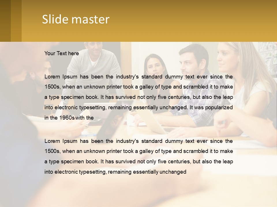 A Group Of People Sitting Around A Conference Table PowerPoint Template