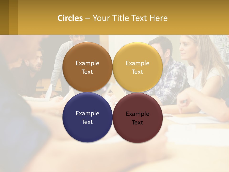 A Group Of People Sitting Around A Conference Table PowerPoint Template