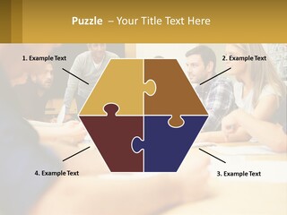 A Group Of People Sitting Around A Conference Table PowerPoint Template