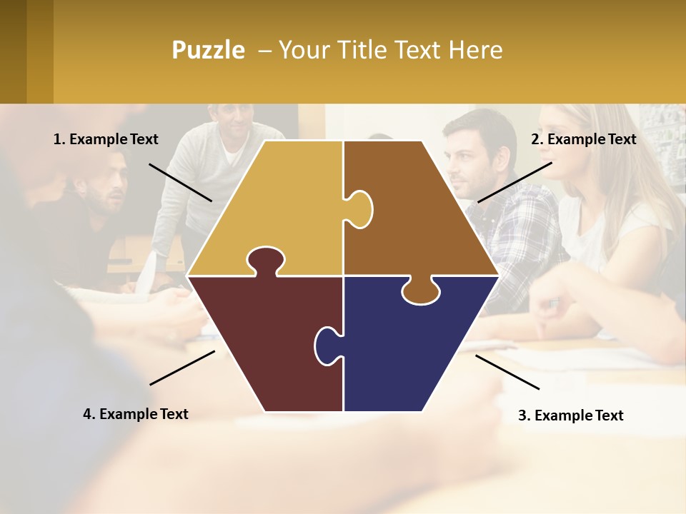 A Group Of People Sitting Around A Conference Table PowerPoint Template