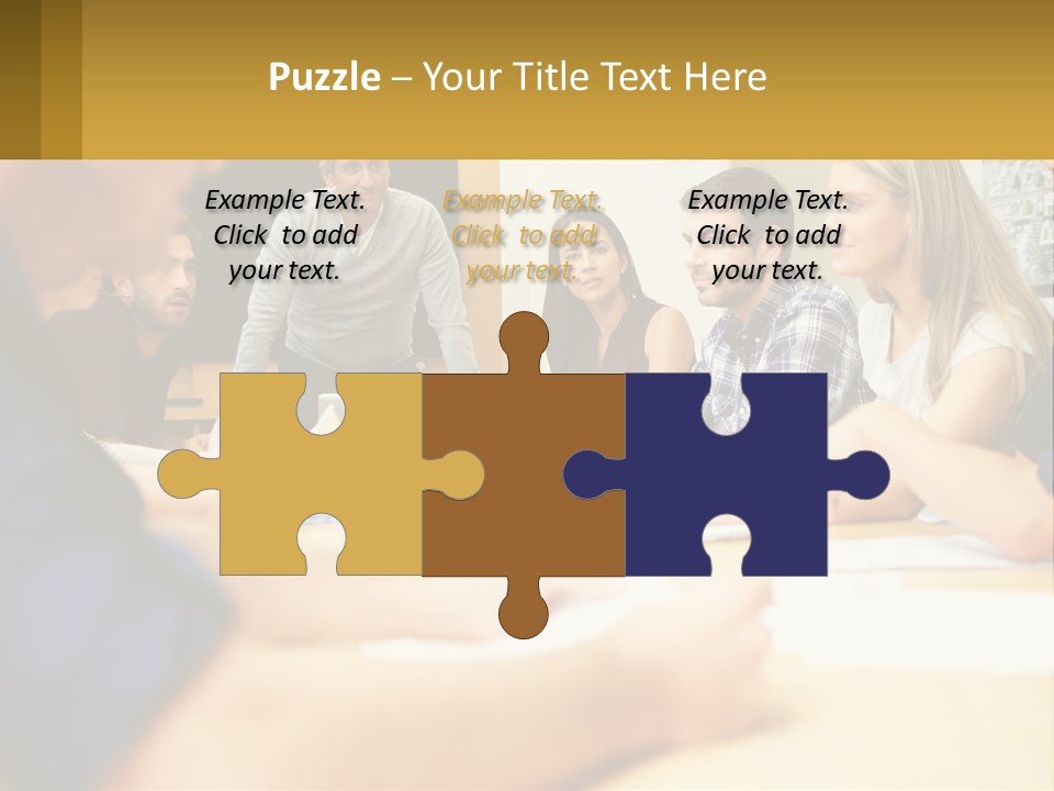 A Group Of People Sitting Around A Conference Table PowerPoint Template