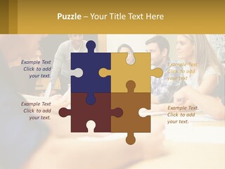 A Group Of People Sitting Around A Conference Table PowerPoint Template