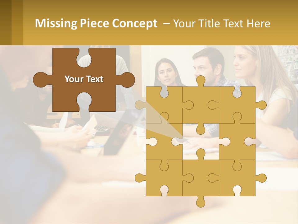 A Group Of People Sitting Around A Conference Table PowerPoint Template