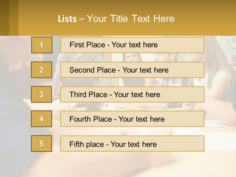 A Group Of People Sitting Around A Conference Table PowerPoint Template