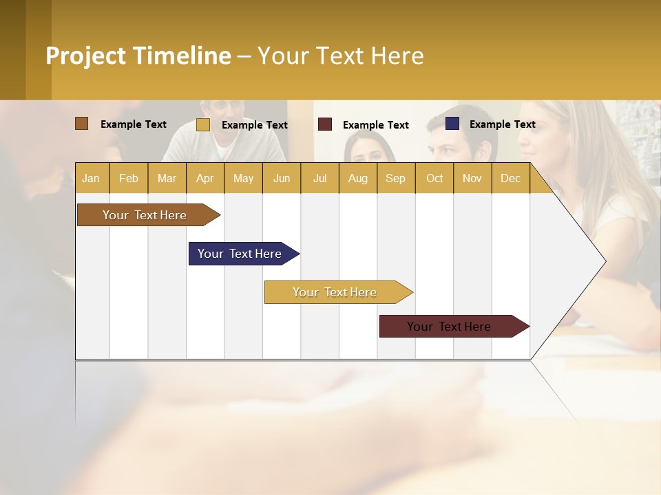 A Group Of People Sitting Around A Conference Table PowerPoint Template