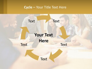 A Group Of People Sitting Around A Conference Table PowerPoint Template