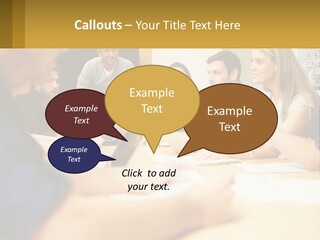 A Group Of People Sitting Around A Conference Table PowerPoint Template